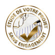 Badge blanc et or "etude de votre projet sans engagement"