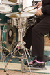 Playing the drum.