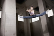 Female dancer jumping with thumbs up. Female dancer jumping with thumbs up.