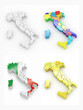 Three-dimensional map of Italy on white isolated background