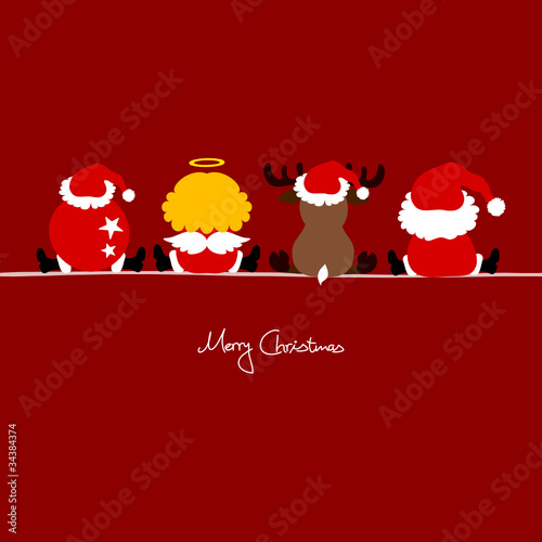 Vektor: 4 Sitting Christmas Symbols Red 4 Sitting Christmas Symbols Red