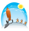 astronauts runing towards the rocket