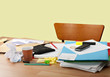 Deserted messy desk - overwork or fired