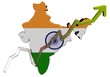 Rupees graph on India map flag illustration
