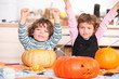 Brother and sister calving pumpkins