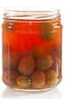 Bote de cristal con aceitunas