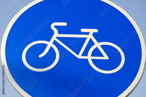 Photo: Road sign bicycle path. Road sign bicycle path.