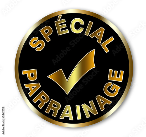 Illustration: Label rond noir et or spécial parrainage Label rond noir et or spécial parrainage