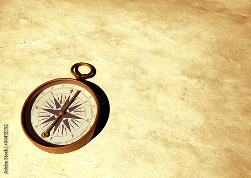 Photo: Old compass - 3D generated Old compass - 3D generated