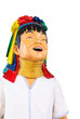 Happy Karen Long Neck Statue On White Isolated