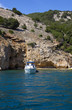boat anchored on a private beach