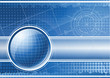 Blue background with globe and compass rose.