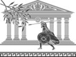 ancient warrior and olive branch. stencil