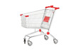 A studio shot of an empty shopping cart