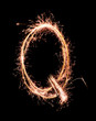 Letter Q. Real sparkler alphabet