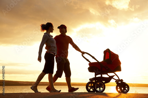 Photo: Family walk at sunset Family walk at sunset
