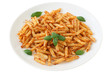 penne with sauce and basil