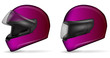 set of pink motorcycle helmet isolated on white