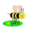 Cartoon Bumble Bee with Flowers