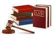 Judge gavel and law books. Photo-realistic vector.