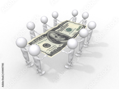 Illustration: crowd of people holding one hundred dollar crowd of people holding one hundred dollar