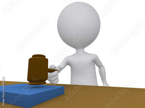Illustration: 3d judge holding using his gavel 3d judge holding using his gavel