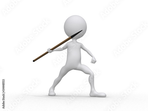 Illustration: Javelin throwing (3d on white background sports characters serie Javelin throwing (3d on white background sports characters serie