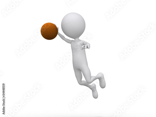 Illustration: 3D playing basketball making a dunk 3D playing basketball making a dunk