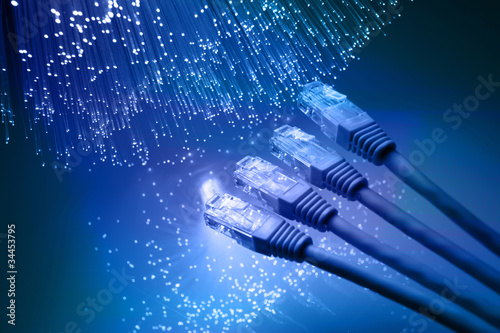Photo: Fiber optics background with lots of light spots Fiber optics background with lots of light spots
