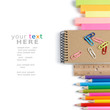School stationery isolated over white with copyspace