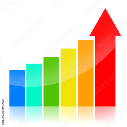 Illustration: Business success charts isolated on white Business success charts isolated on white