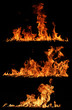 High resolution fire collection isolated on black background