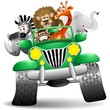 Geep con Animali Selvaggi Cartoon-Savannah Wild Animals On Jeep