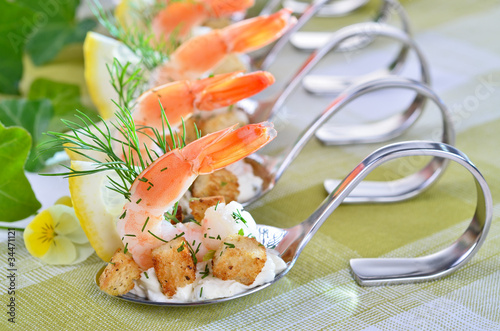 Foto: Löffel-Häppchen mit Riesengarnelen Löffel-Häppchen mit Riesengarnelen