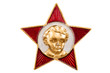 Soviet badge Lenin on white close up Soviet badge Lenin on white close up