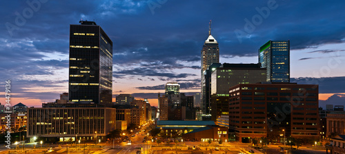 Photo: Indianapolis skyline at sunset. Indianapolis skyline at sunset.