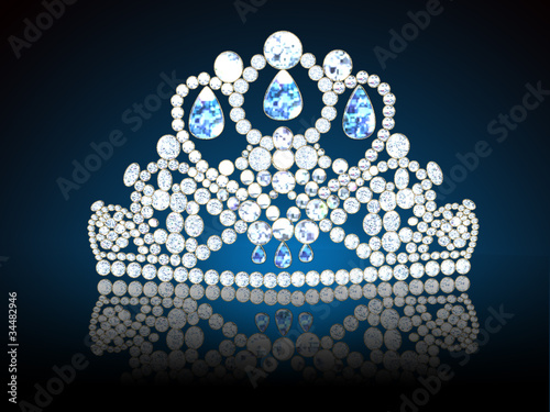 Illustration: diadem feminine with reflection on black translucent turn blue b diadem feminine with reflection on black translucent turn blue b