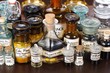 Various pharmacy bottles of homeopathic medicine