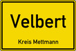 Velbert Ortstafel Ortseingang Schild Verkehrszeichen