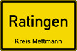 Ratingen Ortstafel Ortseingang Schild Verkehrszeichen