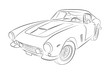 Luxury european sport oldtimer vector drawing