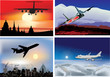 four compositions with planes in sky