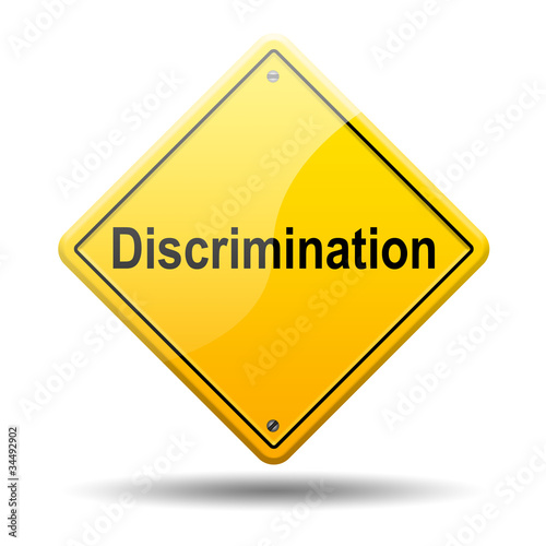 Illustration: Señal amarilla texto Discrimination Señal amarilla texto Discrimination