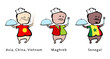 Chef of restaurant from Asia, Maghreb, Senegal - vector