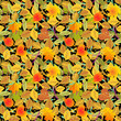 Autumn leaves on black - seamless pattern or background