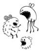 Set of hungry flies