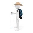 3d man mountain climber tourist with a backpack