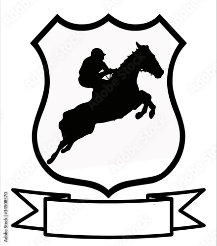 Vector: Horse Racing or Show Jumping Sport Shield Horse Racing or Show Jumping Sport Shield