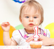 Little girl celebrating first birthday