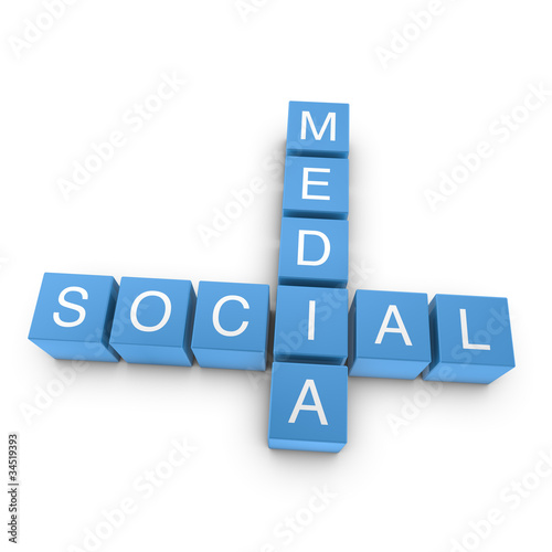 Illustration: Social media 3D crossword on white background Social media 3D crossword on white background